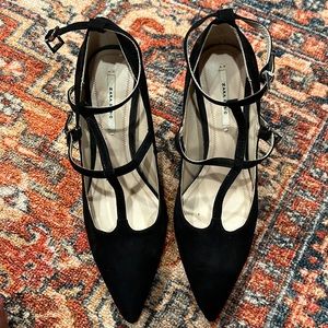 Zara black velvet t-strap stiletto